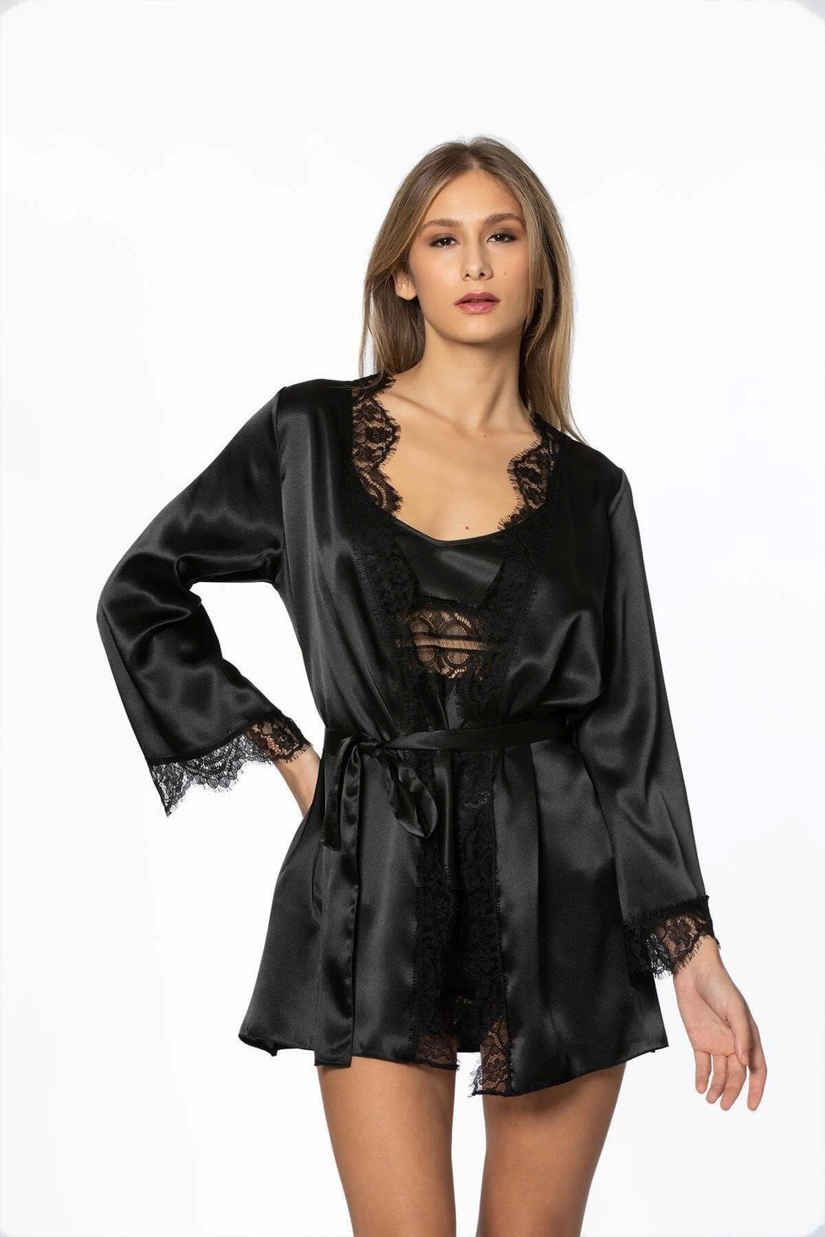 Pierre Cardin 2490 Bayan Sabahlıklı Saten Şort Takım