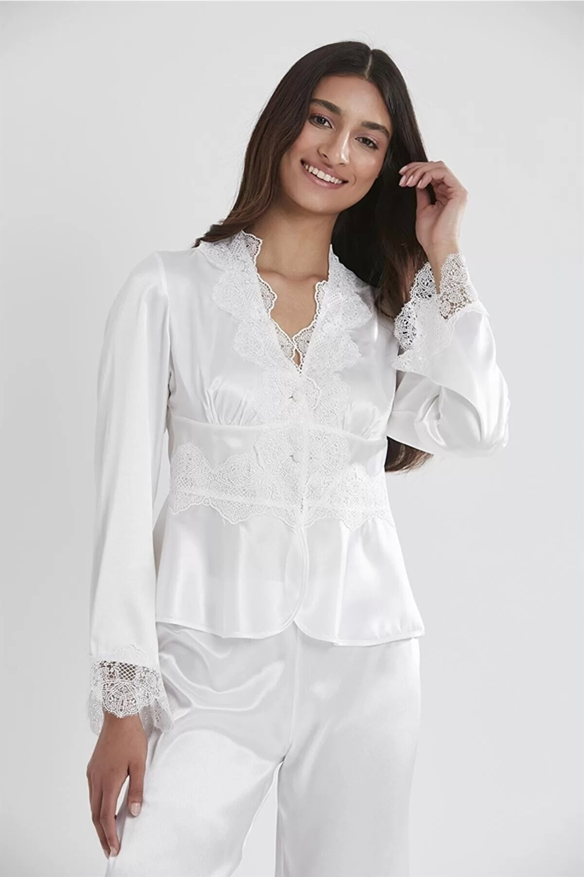 Pierre Cardin 6335 6'lı Saten Gecelik Sabahlık Takım
