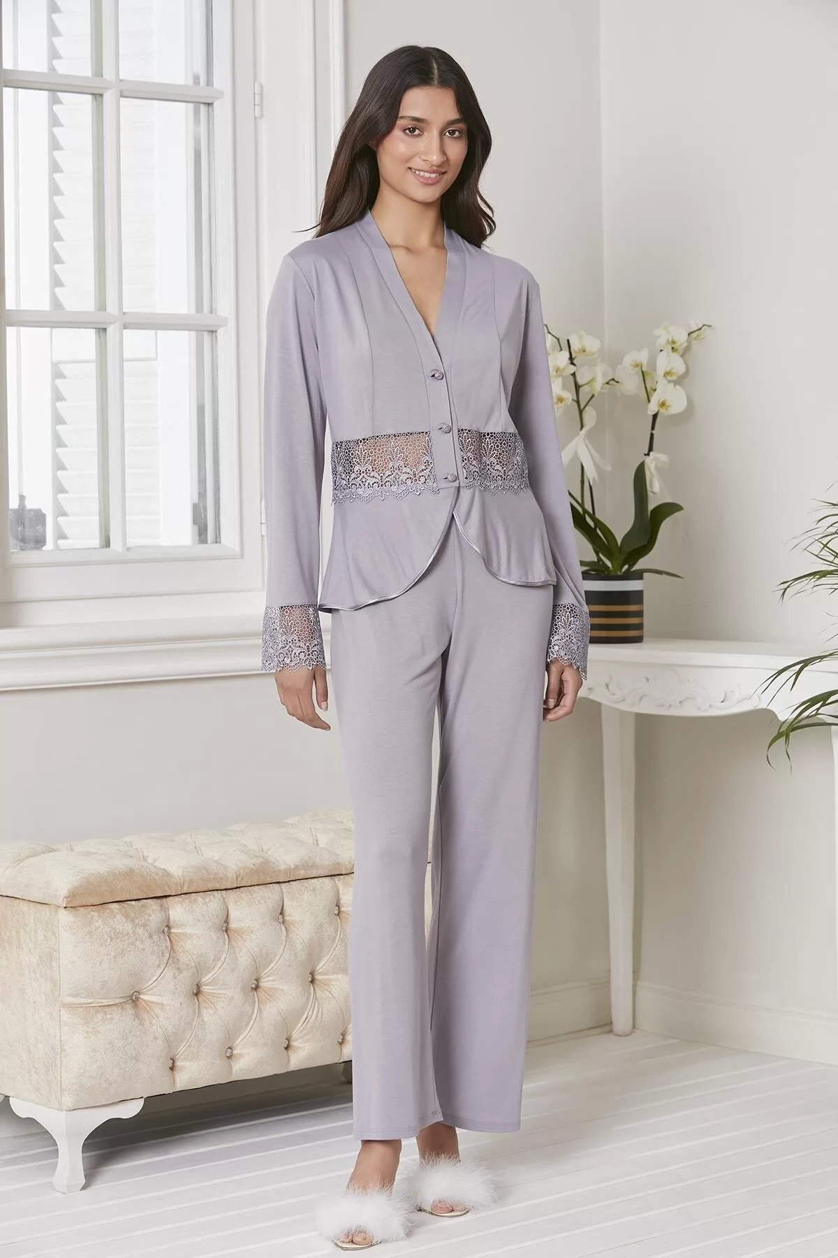 Pierre Cardin P5040 Bayan Penye Gecelik Sabahlık
