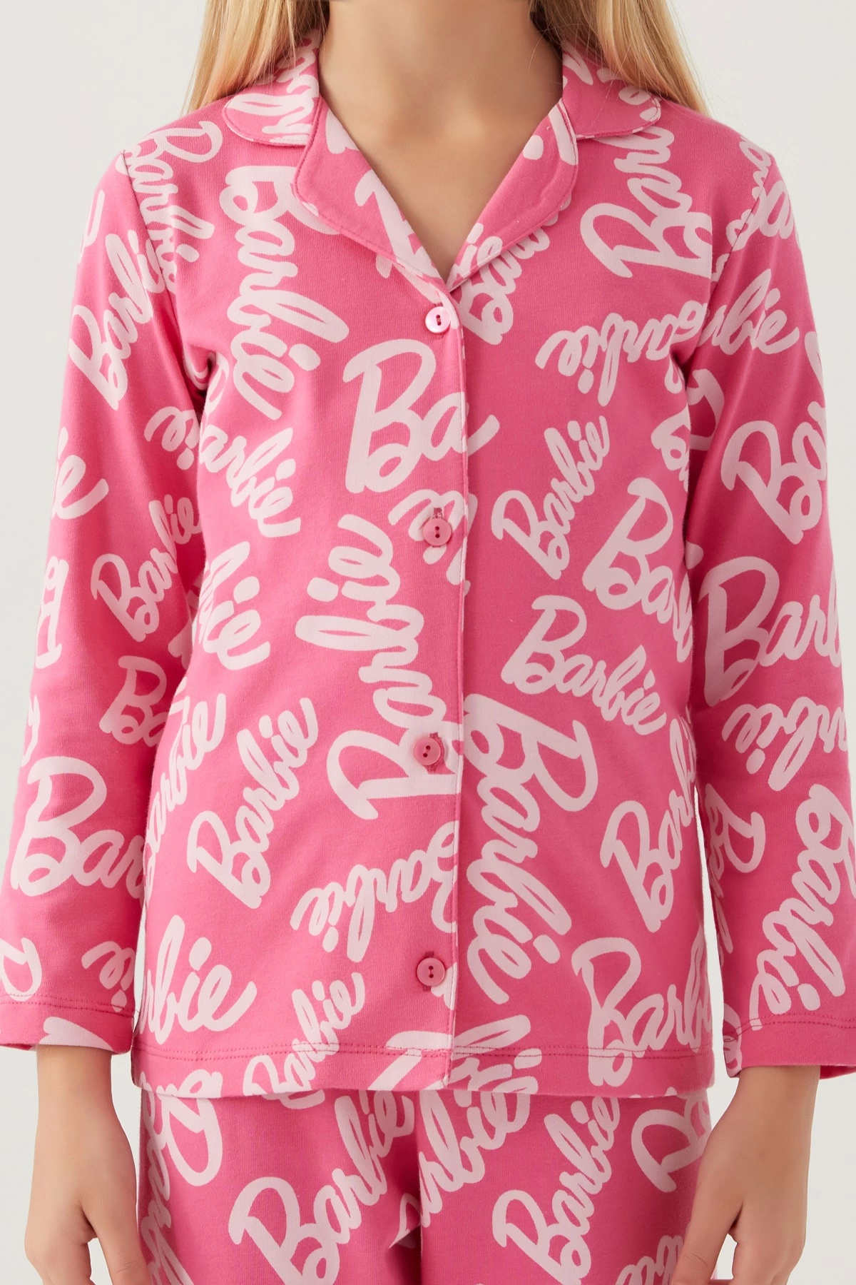 Barbie 1767-G Kız Çocuk Garson Gömlek Pijama Takımı